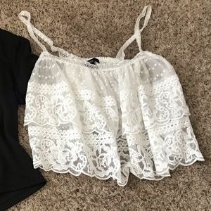 White see through crop top